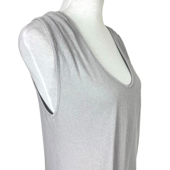 Frank & Eileen Tee Lab Gray Scoop Neck Raw Hem Cotton Mini Sleeveless Tank Dress - Picture 4 of 8